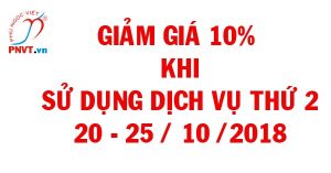 Giảm 10% phí dịch vụ dịch thuật kèm theo dịch vụ thứ 2 nhân dịp Lễ 20/10