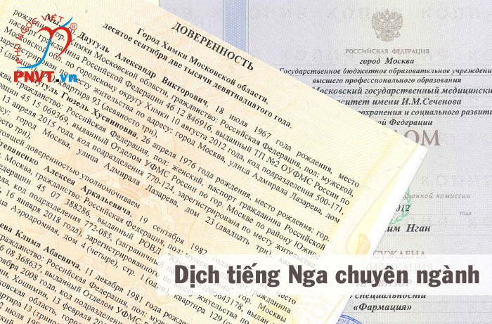 Dịch tiếng Nga sang tiếng Việt tài liệu chuyên ngành