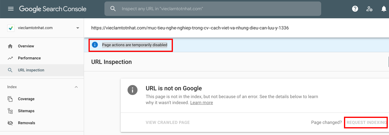 Sửa lỗi Page actions are temporarily disabled 