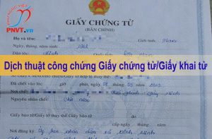 dịch thuật công chứng giấy chứng tử, giấy khai tử