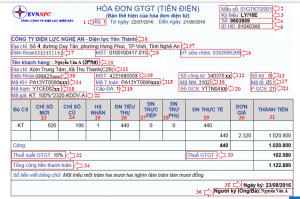 Từ viết tắt hay thông tin trên hóa đơn tiền điện