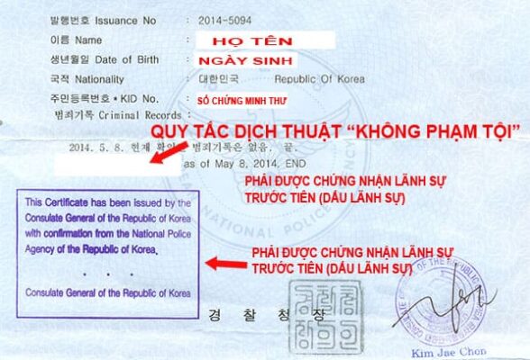 Dịch thuật công chứng phiếu lý lịch tư pháp