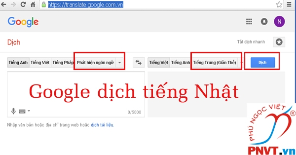 Google dịch tiếng Việt sang tiếng Nhật