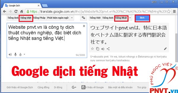 Google dịch tiếng Nhật Bản sang tiếng Việt