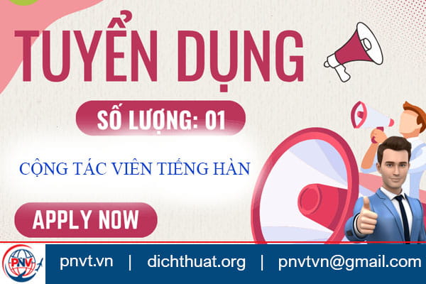Tuyển cộng tác viên dịch thuật tiếng Hàn